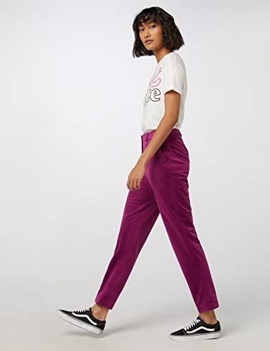 Marca Amazon - find. Velvet Trouser, Pantalones de Traje para Mujer, Rosa (Magenta), 46, Label: XXL