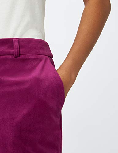 Marca Amazon - find. Velvet Trouser, Pantalones de Traje para Mujer, Rosa (Magenta), 46, Label: XXL