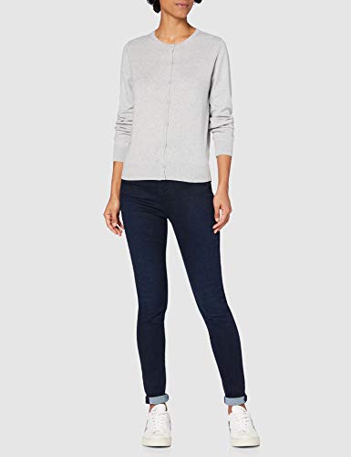 Marca Amazon - MERAKI Chaqueta de Algodón Mujer Cuello Redondo, Gris (Light Grey), 38, Label: S