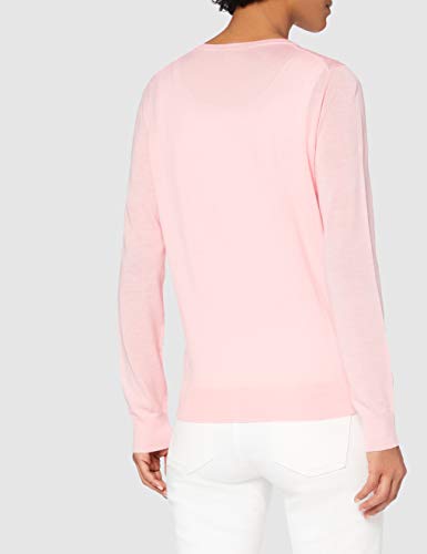 Marca Amazon - MERAKI Chaqueta de Merino Mujer Cuello Redondo, Rosa (Pale Pink), 36, Label: XS