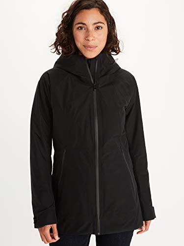 Marmot Wm's Solaris Jacket Chubasquero rígido, Chaqueta Impermeable, a Prueba de Viento, Impermeable, Transpirable, Mujer, Black, L