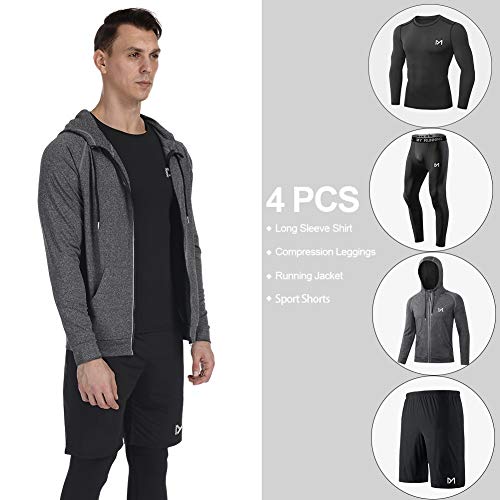 MEETYOO Camiseta Compresion Hombre, Leggings Compresión Camisetas Manga Larga Chaqueta Pantalón Running para Deportiva Fitness Gym