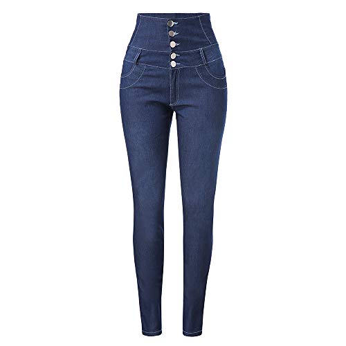 MEIbax Leggings Vaqueros Pantalones para Mujeres de Cintura Alta Ajustados Tallas Grandes Push up de Mezclilla Delgado Bolsillos Leggins Jeans Skinny Mallas elásticas Leotardos