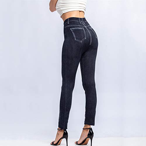 MEIHAOWEI Leggings Delgados Mujer Pantalones Mezclilla Imitación Pantalones Pantalones Impresión Bolsillo Sexy Pantalones Lápiz Ocasionales