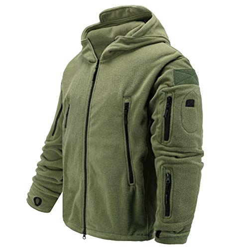 Memoryee Chaqueta Militar al Aire Libre de Lana Polar Sudaderas t¨¢cticas a Prueba de Viento Impermeable Ideal para Deportes, Trabajo y Ocio/Verde/M