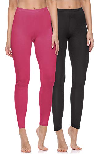 Merry Style Lote de 2 Leggins Largos Mallas Deportivas Mujer MS10-198 (Negro/Rosa, 3XL)