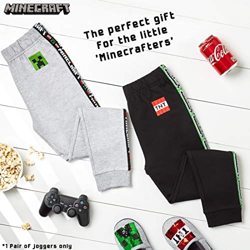 Minecraft Chandal Niño, Ropa Niño Deportiva, Pantalon Chandal en Color Gris o Negro, Pantalones Deporte Largos para Chicos, Regalos para Niños y Adolescentes Edad 5-14 Años (Gris, 7-8 años)