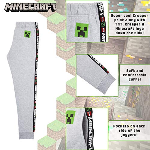 Minecraft Chandal Niño, Ropa Niño Deportiva, Pantalon Chandal en Color Gris o Negro, Pantalones Deporte Largos para Chicos, Regalos para Niños y Adolescentes Edad 5-14 Años (Gris, 7-8 años)