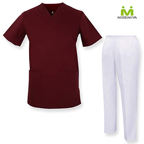 MISEMIYA - Casaca Y PANTALÓN Sanitarios Unisex Uniformes Sanitarios MÉDICOS - M, Conjuntos Sanitarios 817-7 Granate