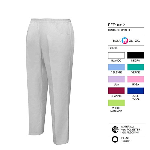 MISEMIYA - PANTALÓN Unisex Cintura ELÁSTICA Uniforme Laboral MÉDICO Enfermera Hospital Limpieza Veterinaria SANIDAD HOSTELERÍA- Ref.8312 - Large, Blanco