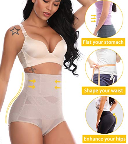 MISS MOLY Bragas Fajas Reductoras Adelgazantes Abdomen Cintura Alta Shapewear Braguitas Moldeadora Levanta Glúteo Vientre Plano Ropa Interior con Elástico Cruzado Malla para Mujer