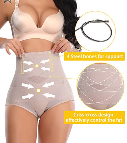 MISS MOLY Bragas Fajas Reductoras Adelgazantes Abdomen Cintura Alta Shapewear Braguitas Moldeadora Levanta Glúteo Vientre Plano Ropa Interior con Elástico Cruzado Malla para Mujer