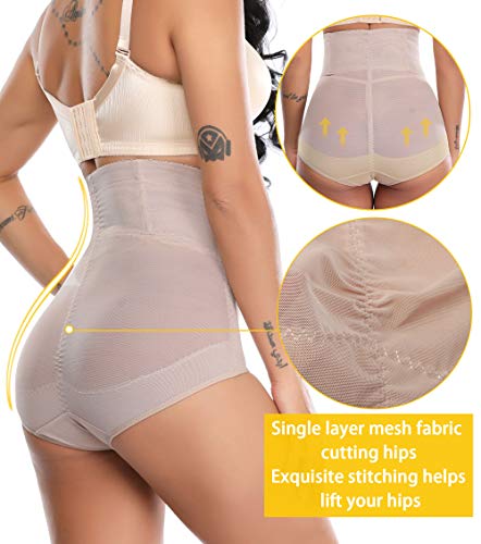 MISS MOLY Bragas Fajas Reductoras Adelgazantes Abdomen Cintura Alta Shapewear Braguitas Moldeadora Levanta Glúteo Vientre Plano Ropa Interior con Elástico Cruzado Malla para Mujer