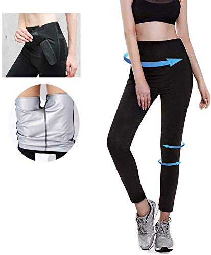 Moonssy Leggins Reductores Adelgazantes, Pantalones de Sauna Adelgazantes Mujer Nanotecnología, Leggins Anticeluliticos Cintura Alta, Mallas Fitness Push Up para Deporte Running Yoga Gym (M)