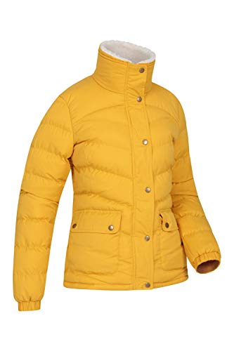 Mountain Warehouse Chaqueta Acolchada Fir para Mujer - Impermeable, cálida y con Borde de Pelo extraíble - Ideal para Actividades al Aire Libre en Invierno y Viajes Amarillo Mostaza 48