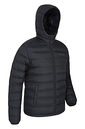 Mountain Warehouse Chaqueta Acolchada Seasons Hombres - Chaqueta Acolchada cálida Hombres, Ligera, Impermeable, Relleno de Microfibra - Chaqueta de Invierno Negro XXL