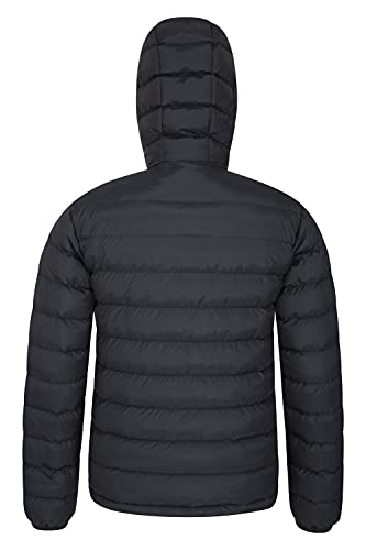 Mountain Warehouse Chaqueta Acolchada Seasons Hombres - Chaqueta Acolchada cálida Hombres, Ligera, Impermeable, Relleno de Microfibra - Chaqueta de Invierno Negro XXL