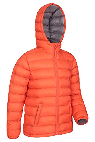 Mountain Warehouse Chaqueta Acolchada Seasons para Chicos - Chaqueta Impermeable - Ropa de niño Ligera - con puños elásticos y 2 Bolsillos Frontales - para Viajar, Invierno Naranja 9-10 Años