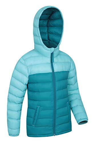 Mountain Warehouse Chaqueta Acolchada Seasons para Chicos - Chaqueta Impermeable - Ropa de niño Ligera - con puños elásticos y 2 Bolsillos Frontales - para Viajar, Invierno Verde Agua 3-4 Años