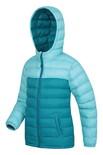 Mountain Warehouse Chaqueta Acolchada Seasons para Chicos - Chaqueta Impermeable - Ropa de niño Ligera - con puños elásticos y 2 Bolsillos Frontales - para Viajar, Invierno Verde Agua 3-4 Años