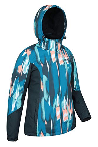 Mountain Warehouse Chaqueta de esquí Dawn para Mujer - A Prueba de Nieve, Abrigo de esquí con Forro Polar, puños, Dobladillo y Capucha Ajustables, Invierno Azul Oscuro 40