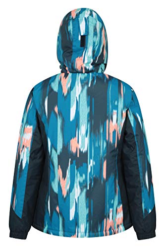 Mountain Warehouse Chaqueta de esquí Dawn para Mujer - A Prueba de Nieve, Abrigo de esquí con Forro Polar, puños, Dobladillo y Capucha Ajustables, Invierno Azul Oscuro 40