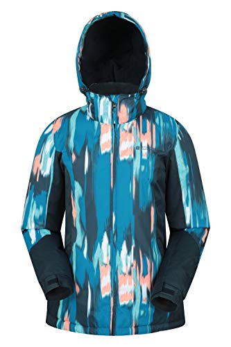 Mountain Warehouse Chaqueta de esquí Dawn para Mujer - A Prueba de Nieve, Abrigo de esquí con Forro Polar, puños, Dobladillo y Capucha Ajustables, Invierno Azul Oscuro 40