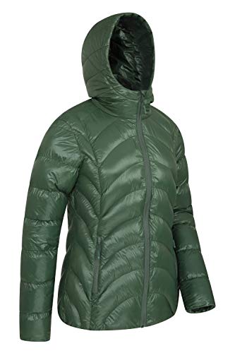 Mountain Warehouse Helsinki Chaqueta Acolchada para Mujer - Chaqueta de Lluvia Resistente al Agua, con Aislamiento de Microfibra, Ajuste Fino, para Exteriores, Invierno Caqui Oscuro 46