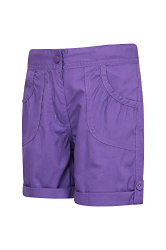 Mountain Warehouse Pantalón Corto Shore para niños - Pantalón Corto de algodón 100% para niños, pantalón Corto para Vacaciones largas, Pantalones con bajo Vuelto Morado Oscuro 9-10 Años