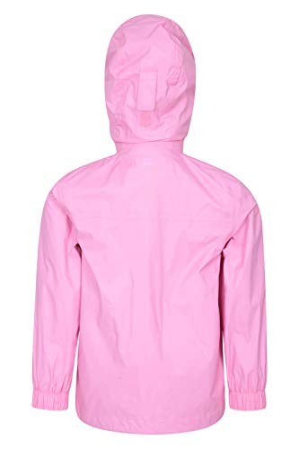 Mountain Warehouse Torrent Chaqueta Impermeable para niños - Costuras Selladas, Bolsillos con Cremallera, características Ajustables - Ideal para Acampar, Excursionismo Rosa Claro 9-10 Años