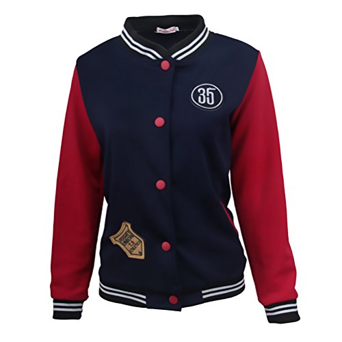 Mujer Chaquetas Universitarias Invierno Otoño Béisbol Varsity Deporte Casual Jacket Abrigos Elegantes Manga Larga Slim Fit Stand Cuello con Botones Bordado Moda Outerwear Coat