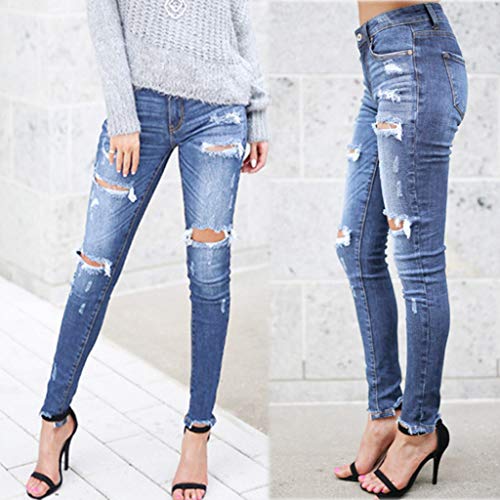 Mujer Pantalones Vaqueros Rotos Slim Fit, Gusspower Pantalones Largos Lápiz Pantalones Elásticos Stretch Skinny Jeans de Vestir Cintura Alta Talla Grande Ropa Pantalón Denim Push Up