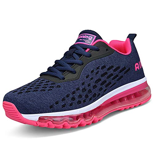 Mujer Zapatillas Deporte para Zapatillas de Ligeras Running Transpirables Cómodas Correr para Zapatos de Malla(8078-Rosa roja,39EU)