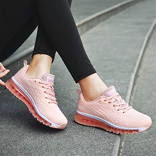 Mujer Zapatillas Deporte para Zapatillas de Ligeras Running Transpirables Cómodas Correr para Zapatos de Malla(8078-Rosa,41EU)