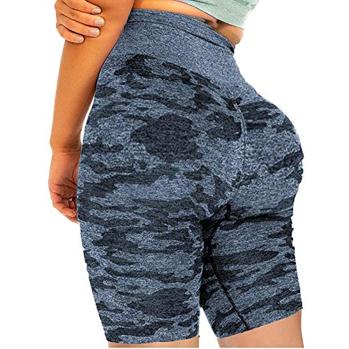 NAQUSHA Pantalones cortos de yoga de cintura alta para mujer, pantalones de yoga para levantamiento de glúteos, leggings de entrenamiento fruncidos, elásticos, suaves, para correr, pantalones cortos