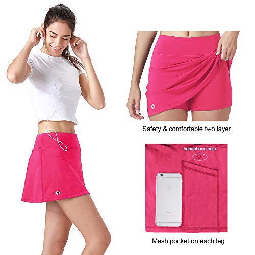 NAVISKIN Falda Pantalón Deportiva de Tenis Golf para Mujer Skorts Casuales con Bolsillos para Correr Entrenamiento Pilates Fitness Elástica Transpirable (Rosa, L)