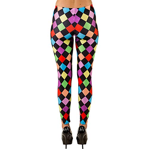 NET TOYS Pantalones ceñidos Coloridos  para  Dama con Rombos | En Talla S/M (ES 38 - 44) | Extravagante Pantalones para Mujer años 80 | Conveniente para Fiestas temáticas y  Fiestas de Trajes