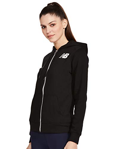 New Balance Core Fleece Full Zip Hoodie Chaqueta, Mujer, Negro, XL