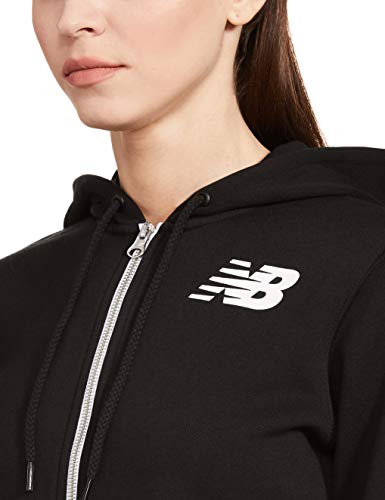 New Balance Core Fleece Full Zip Hoodie Chaqueta, Mujer, Negro, XL