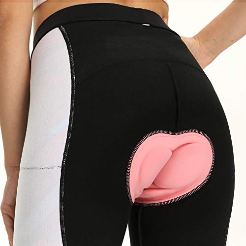 NICEWIN Pantalones de Ciclismo para Mujer, Acolchados, Largos, con Asiento Acolchado, 4D, térmicos, Largos, Transpirables, de Secado rápido, elásticos, para Ciclismo