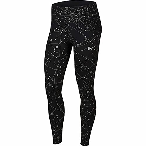 NIKE Speed Flsh 7_8 - Mallas para Mujer, Mujer, Mallas para Mujer, CU3375, Negro y Plateado, Extra-Small