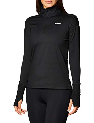 NIKE W Nk Elmnt Top Hz Long Sleeved T-Shirt, Mujer, black/(reflective silv), L