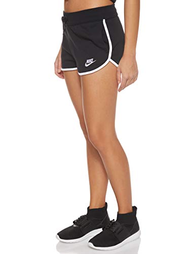 NIKE W NSW HRTG Short FLC Pantalones Cortos de Deporte, Mujer, Black/White/White, L