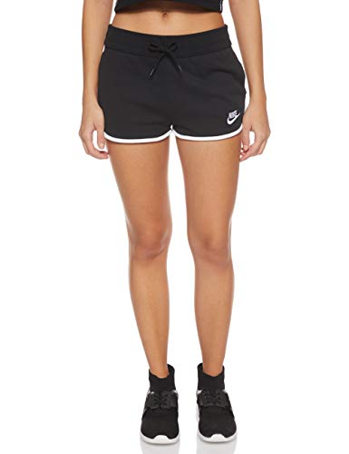 NIKE W NSW HRTG Short FLC Pantalones Cortos de Deporte, Mujer, Black/White/White, L