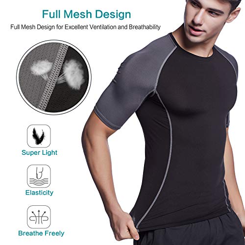 Niksa 3 Piezas Conjunto de Compresion Hombre, Camisetas Compression Mallas Running Pantalon Corto Deporte Ropa Deportiva Hombre para Running, Correr, Gym, Fitness 2XL