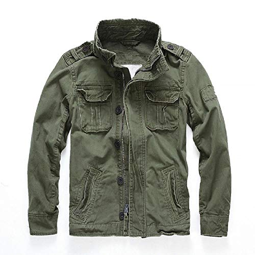 NOBRAND Chaquetas de combate de camuflaje para hombre, bolsillos militares, abrigos de ejército, cuello de pie, ropa exterior de algodón, chaqueta táctica masculina