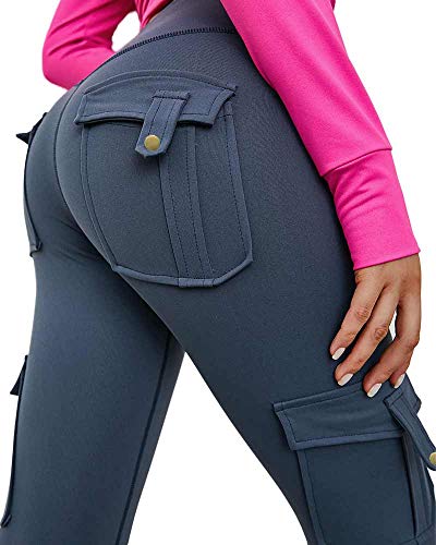 Nuofengkudu Mujer Militar Talle Alto Deportivos Leggins Push up Elasticos Running Yoga Fitness Trekking Tactico Pantalones Ejército(V-Azul Marino，M)