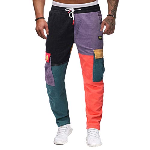 NUSGEAR VPASS Pantalones para Hombre,Pana Pantalones Casuales Moda Deportivos Patchwork Pants Jogging Pantalon Fitness Gym Slim Fit Pantalones Largos Pantalones Ropa de Hombre Pantalones de Trekking