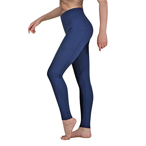 Occffy Leggings Mujer Fitness Cintura Alta Pantalones Deportivos Mallas para Running Training Estiramiento Yoga y Pilates P107 (Azul Profundo, M)