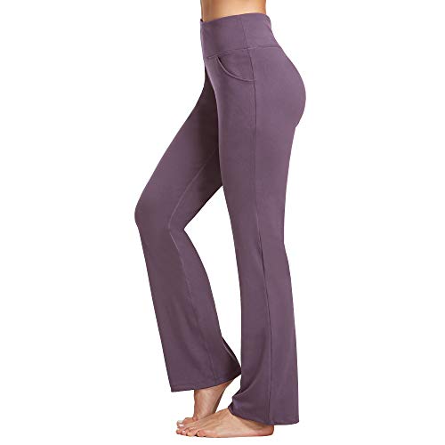 Ogeenier Pantalones de Yoga para Mujer con Bolsillos Cintura Alta Acampanados Pantalones de Entrenamiento